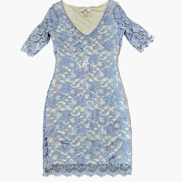 Badgley Mischka Dresses & Skirts - Badgley Mischka Belle Alexandra Lace Dress Size 8 Bodycon Blue White